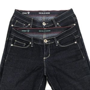 2 Red Blue Denim Dark Blue Sz 1/2 Medium Rise